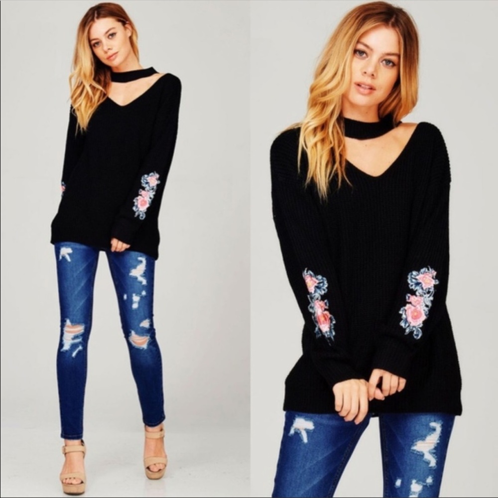 Patch knit sweater